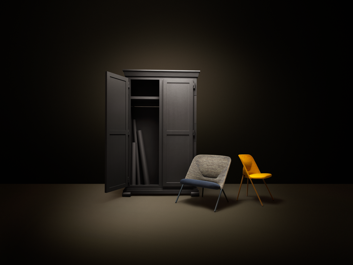 Poetic composition Paper Cupboard and Shift Lounge Chair